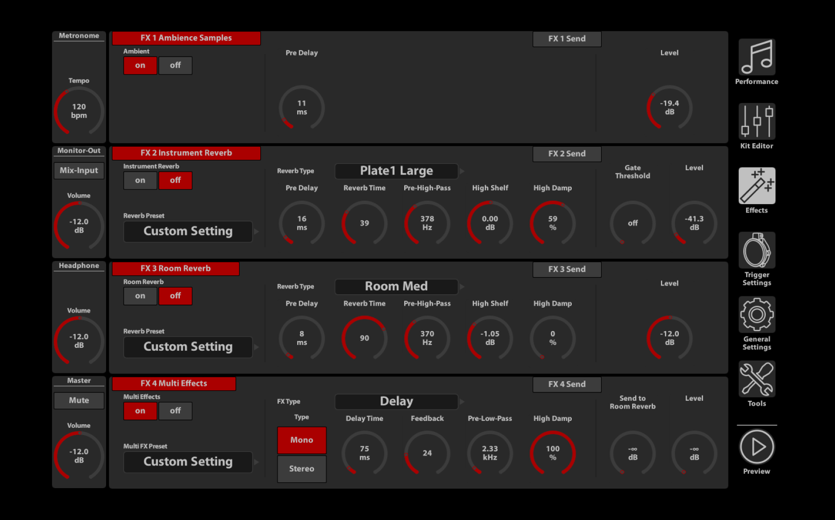 FX Section with 4 Effects Blocks